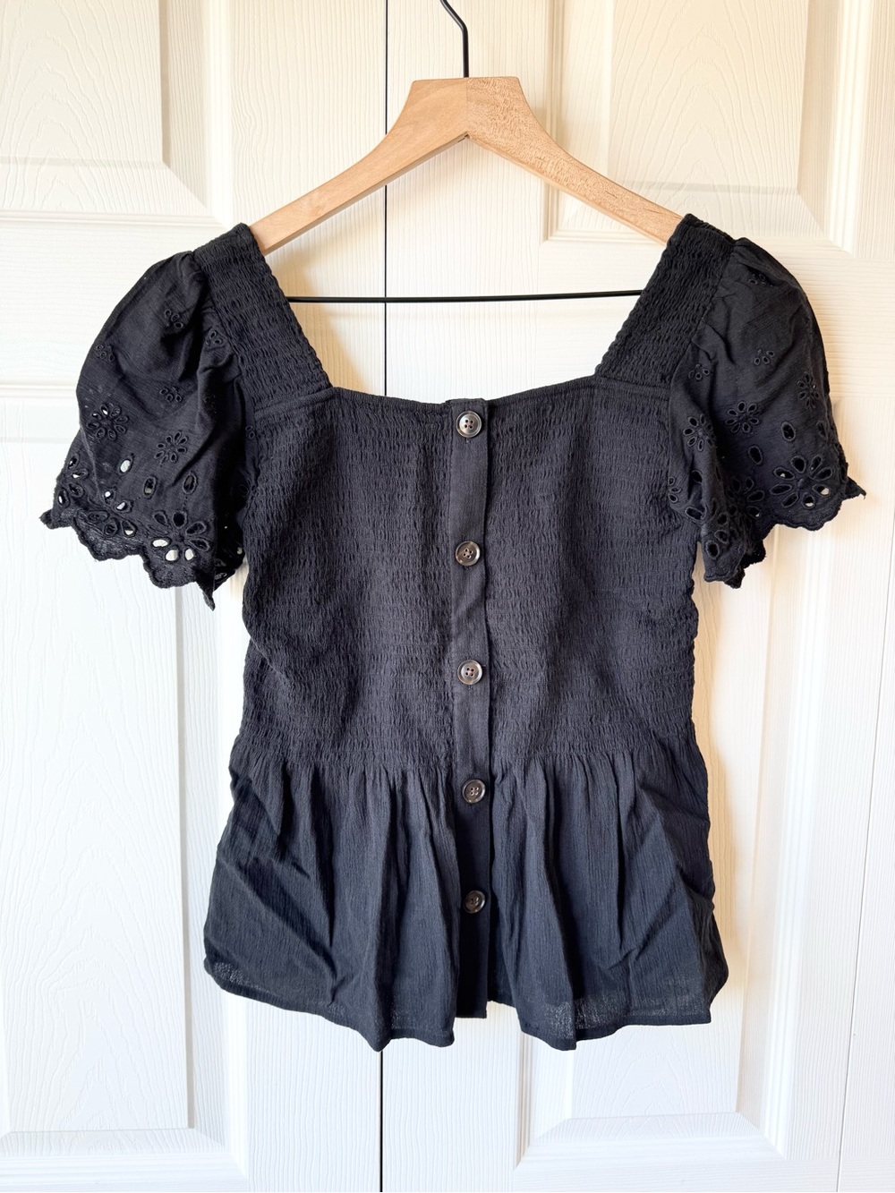 Madewell Eyelet Smocked Top Size XXS Boho Romantic Feminine Traditional